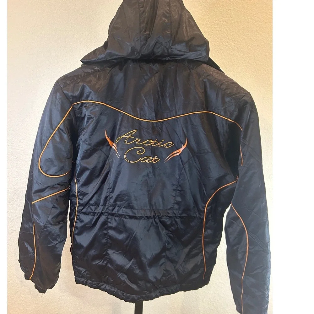 Kids Arctic Cat Black Orange Snowmobile Ski Jacket‎ Size M